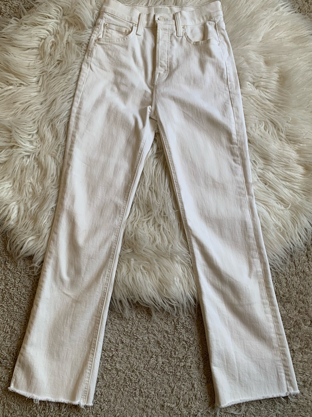 MOTHER The Tripper Ankle Fray Im Play Date Antique White Size 25